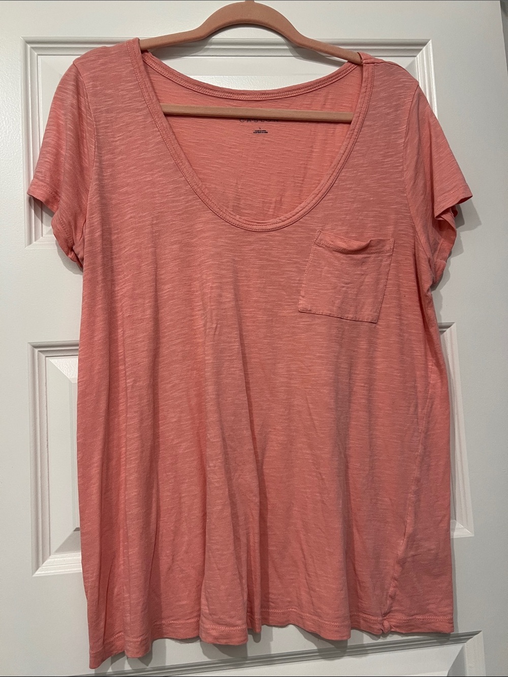 Caslon Pink Scoop Neck Pocket Short Sleeve Tee